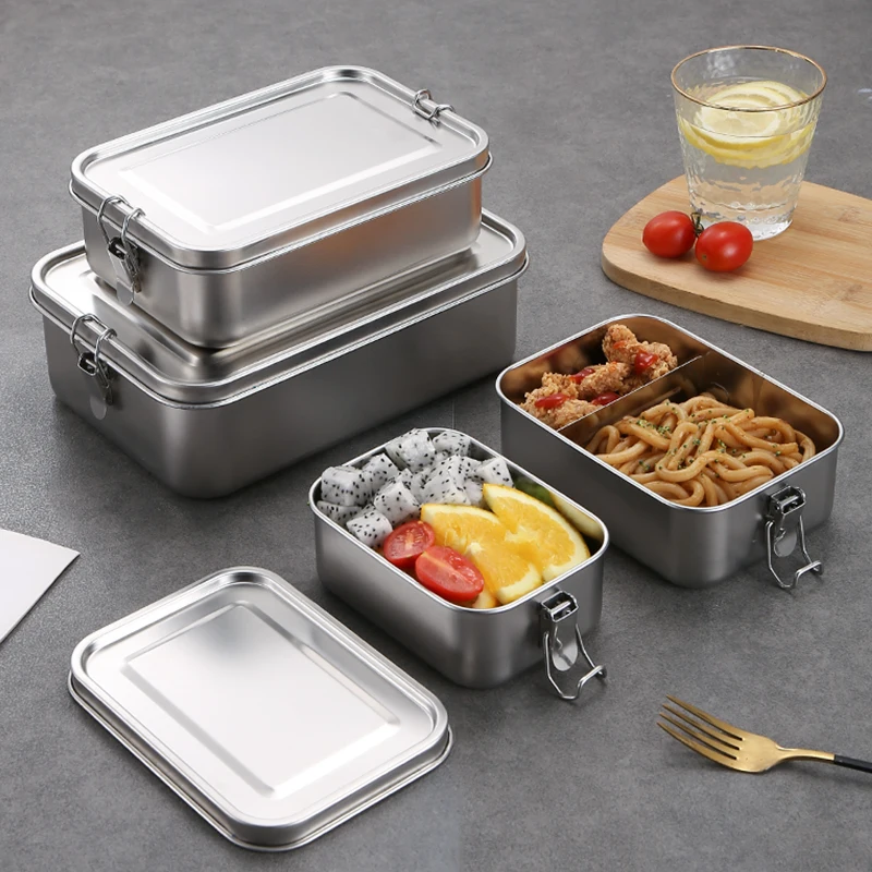 

Stainless Steel Bento Box For Kids Lunch Box Snack Pod-Holds Crack-Resistant Secure Lock Packed Lunch Leak-Proof Lunch Container