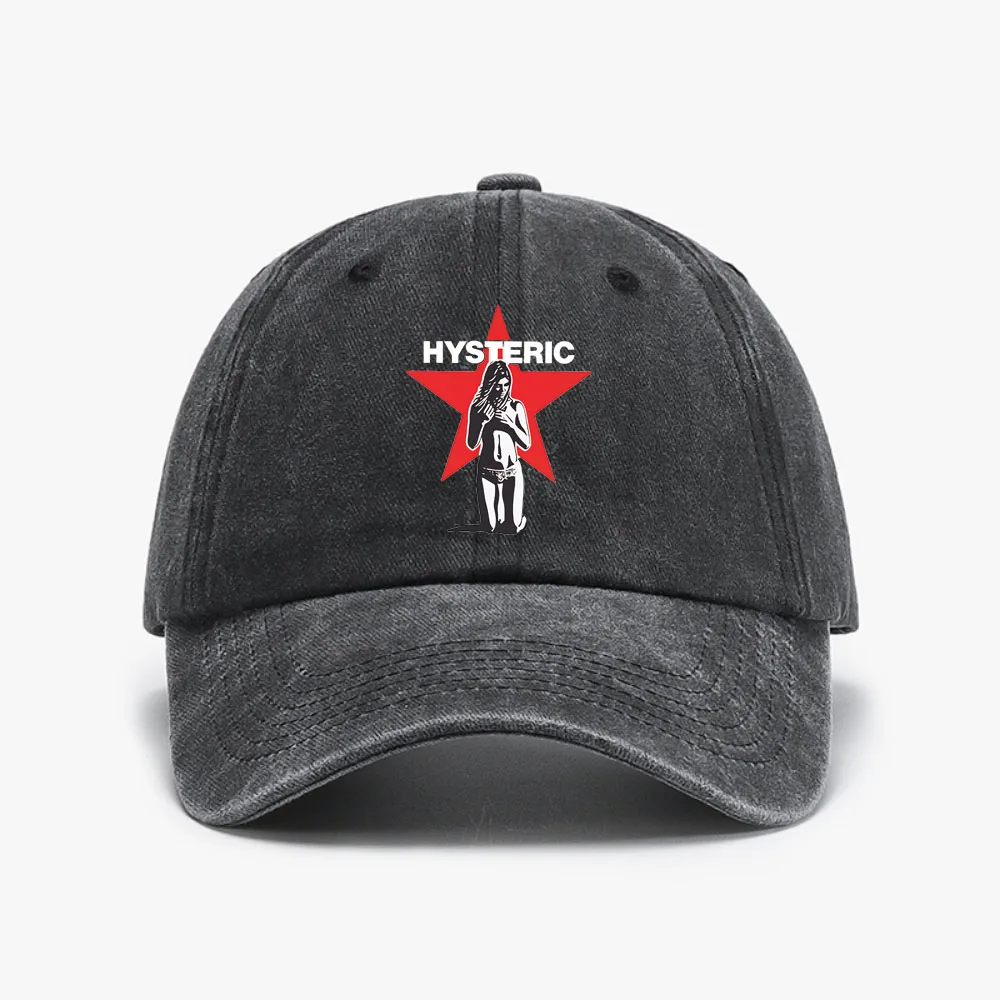 Hysteric Glamour print Graphic Baseball Cap fashion casual Vintage Distressed Denim Washed hat outdoor Casquette Gorras