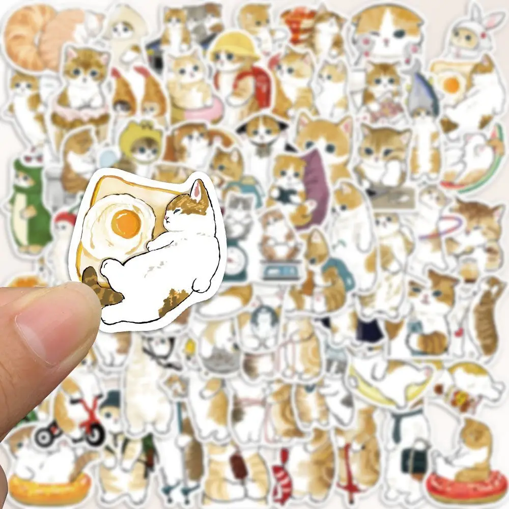 64PCS Anime Mofusand Shark Kitty Kawaii Sticker Cartoon Handbook Material Cute DIY Tablet Phone Decoration Sticker Girl INS