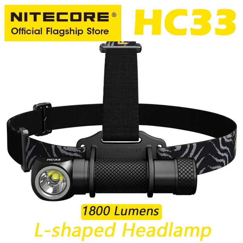 Original NITECORE HC33 Headlamp Bright Multi-purpose Outdoor Headlights 1800 Lumens Trekking Trail Running Portable Flashlight