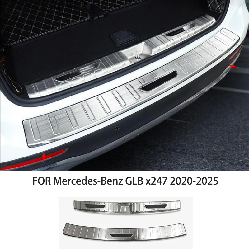 

ПОДХОДИТ ДЛЯ Mercedes-Benz GLB x247 2020-2025 Нержавеющая сталь Задний багажник снаружи внутри Защитная крышка бампера Накладка на порог