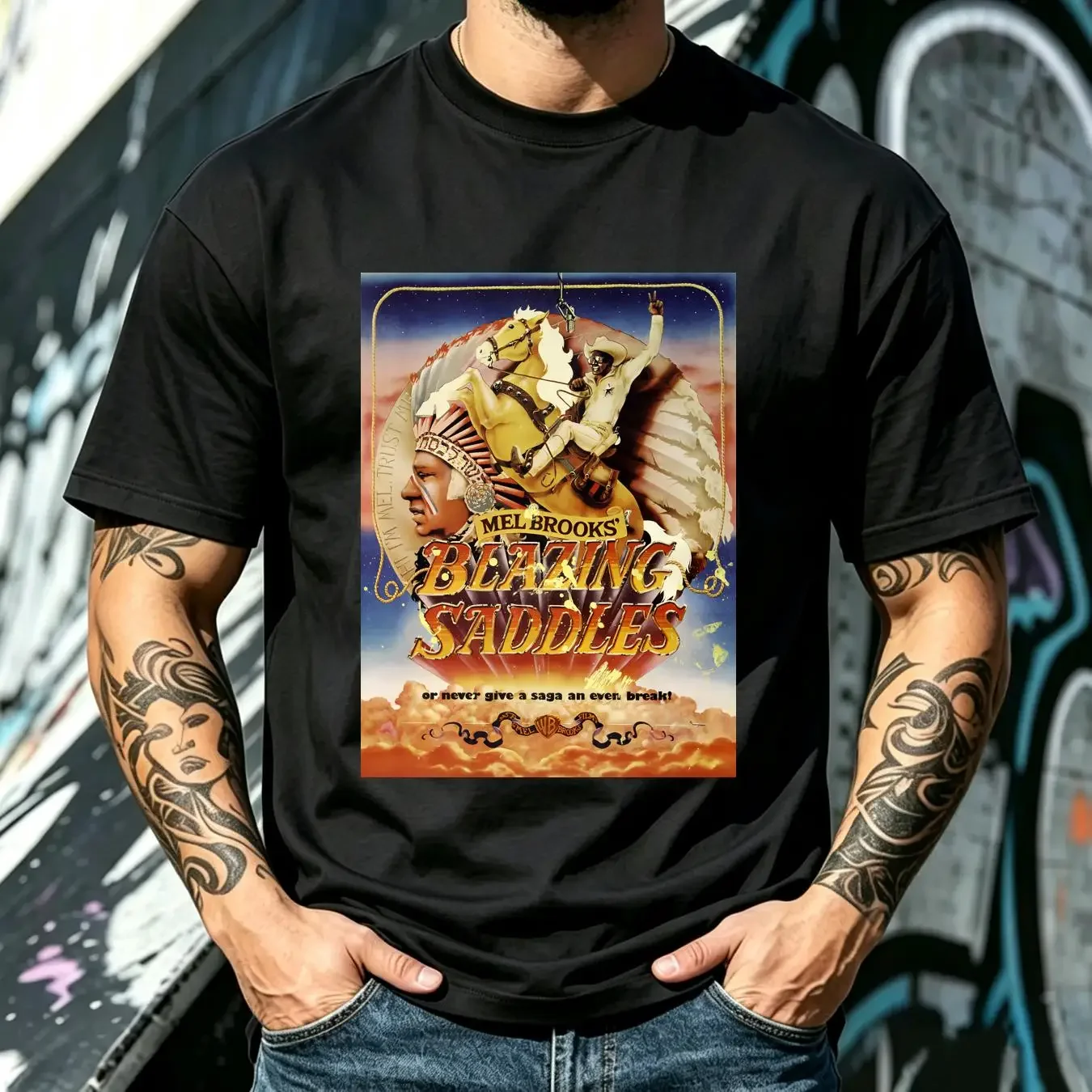 washed T Shirt Blazing Saddles long or short sleeves vintage Washed designer clothes Top For Everyday Wear Comfortable