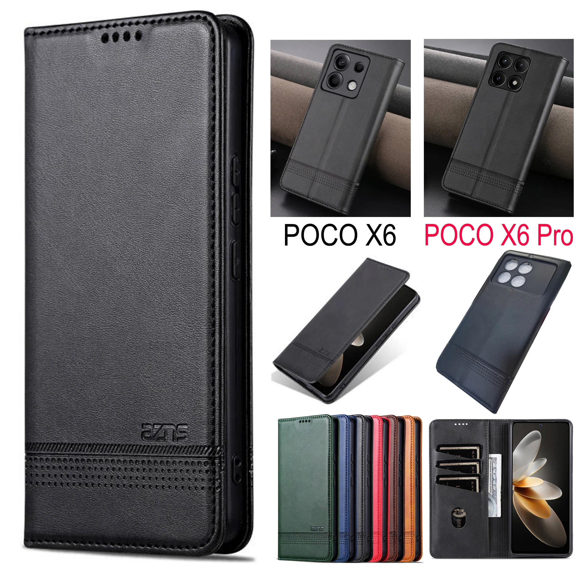 POCO X6 PRO 5G Luxury Wallet Leather Case Retro Flip Magnet Auto Closed Protect Full Cover For XIAOMI POCO X6 PRO F6 F5 M6 Bags