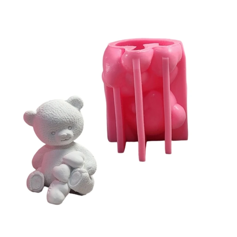 Moule à bougie en forme d'ours, en Silicone, pour aromathérapie, ornement bureau, livraison directe