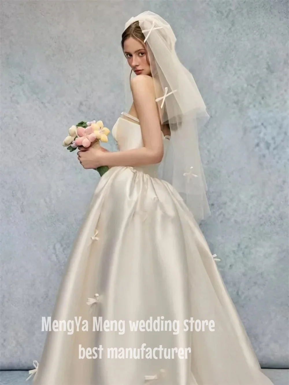 ZHUISHU 2025 Newest Wedding Dresses A-Line Strapless Sleeveless With Bows Customized Bride Gown Vestidos De Novias Belt bow