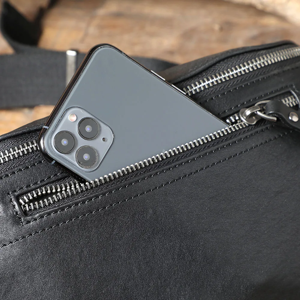 S.WORKER Lässige Herren-Brusttasche aus hochwertigem Leder | Modische Umhängetasche für Herren aus echtem Leder – Detail 17