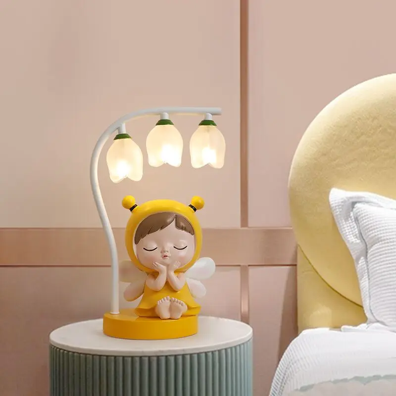 

Children's Room Table Lamps Bedroom Bedside Led Lamp Girl Lovely Desk Light Gift Cartoon Rabbit Warm Eye Care Decoration