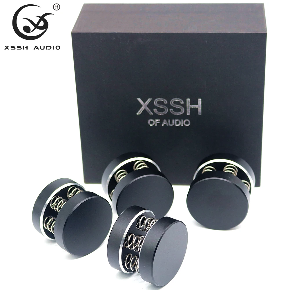 HIFI Audio Equipment Anti-Vibration Isolation Feet Black Aluminum Spring High Damping Shock Pads For Amplifier Player Turntable