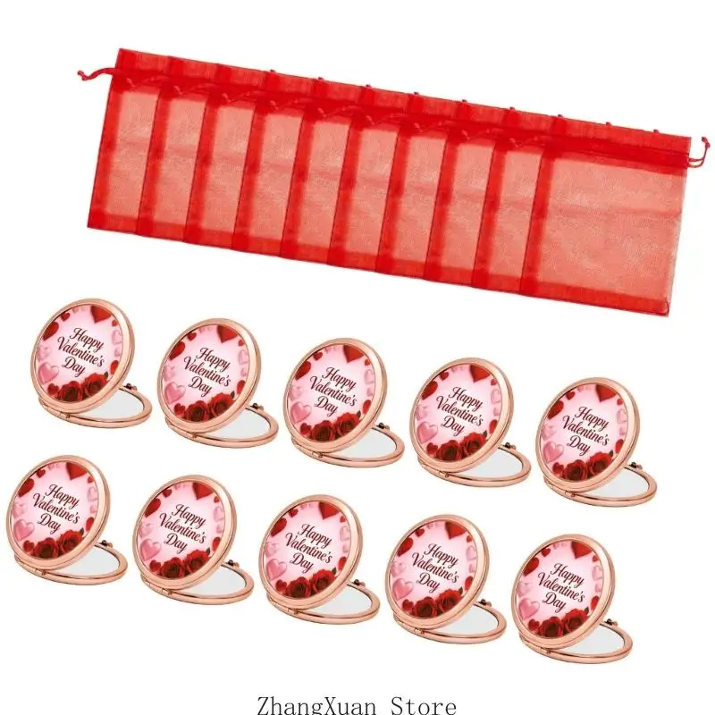 Rundes Klappspiegel-Set mit Herz-Rosen-Kunstwerk für Taschenkontrollen 3XUF – Detail 8