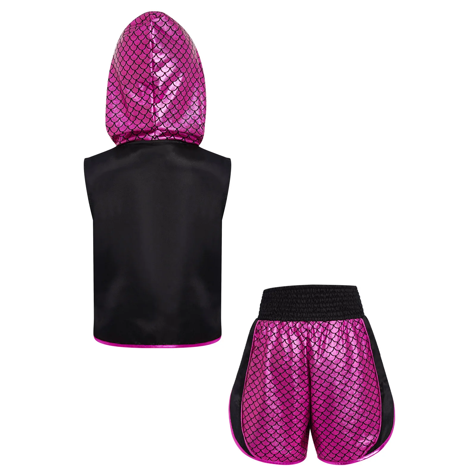 الفتيان الفتيات الملاكمة التدريب الزي الاطفال MMA فنون الدفاع عن النفس زي مقياس السمك أكمام مقنعين سترة + مجموعة تي شيرتات قصيرة للأطفال لحفلة الهالوين