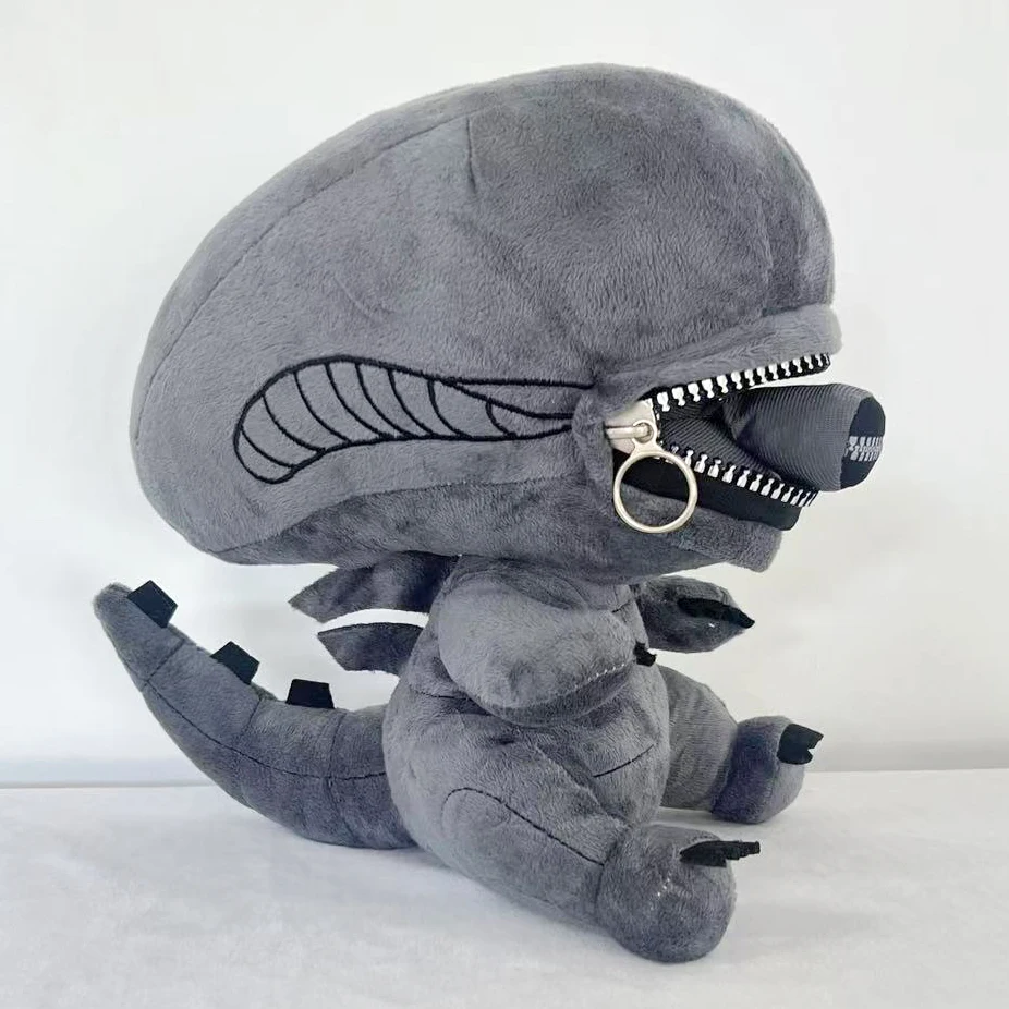 23CM Alien Stitch Xenomorph Shaped Zipper Mouth Stuffed Pillows Toys Cartoon Ornaments Curse Gifts