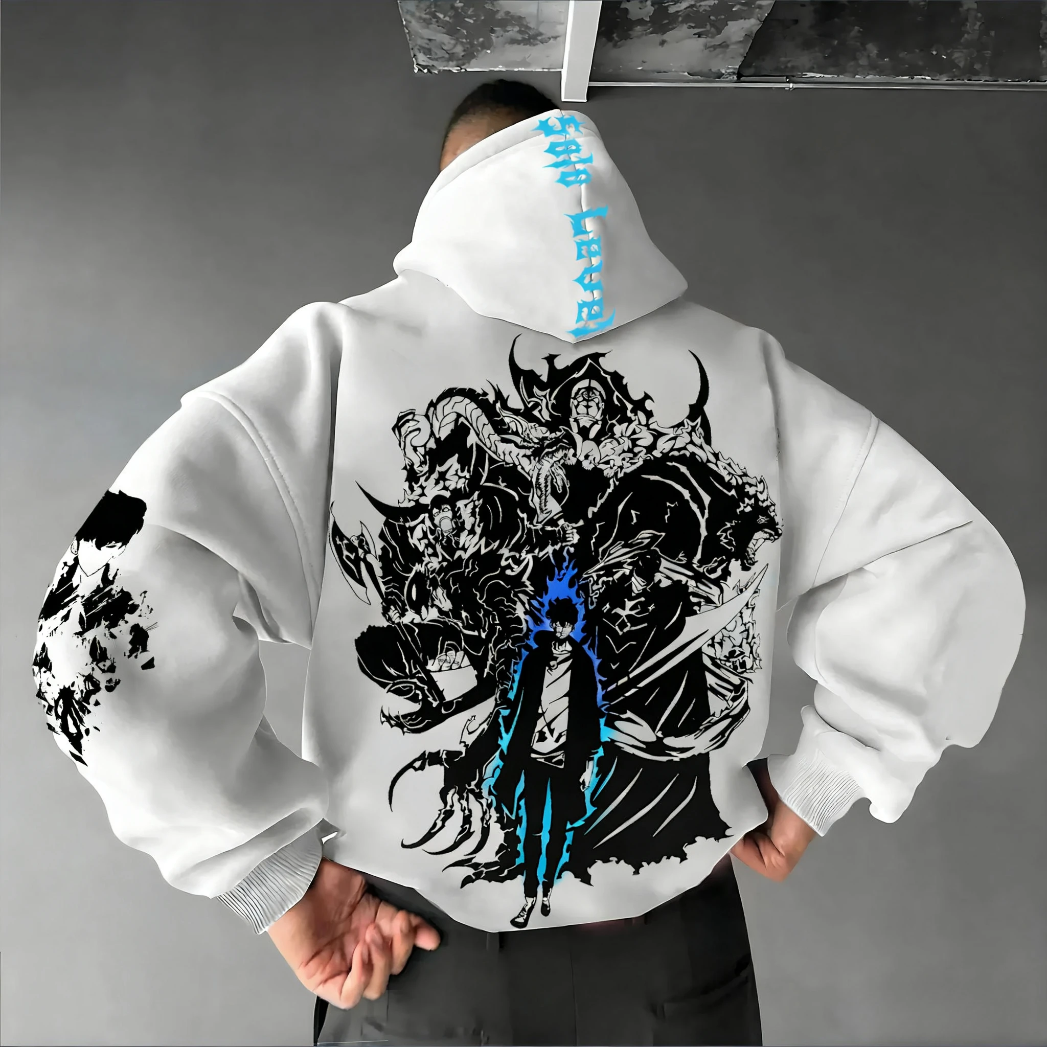 

Толстовка с принтом Solo Leveling Anime Sung Jin Woo, осень/зима 2022, новинка Harajuku, мужской большой свободный повседневный топ для родителей и детей