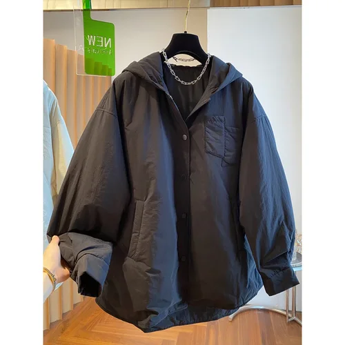 후드 루즈핏 다운 코튼 패딩 퀼트 코트 파카 여성용, 두꺼운 파카, 패션, 특대 사이즈, 겨울 