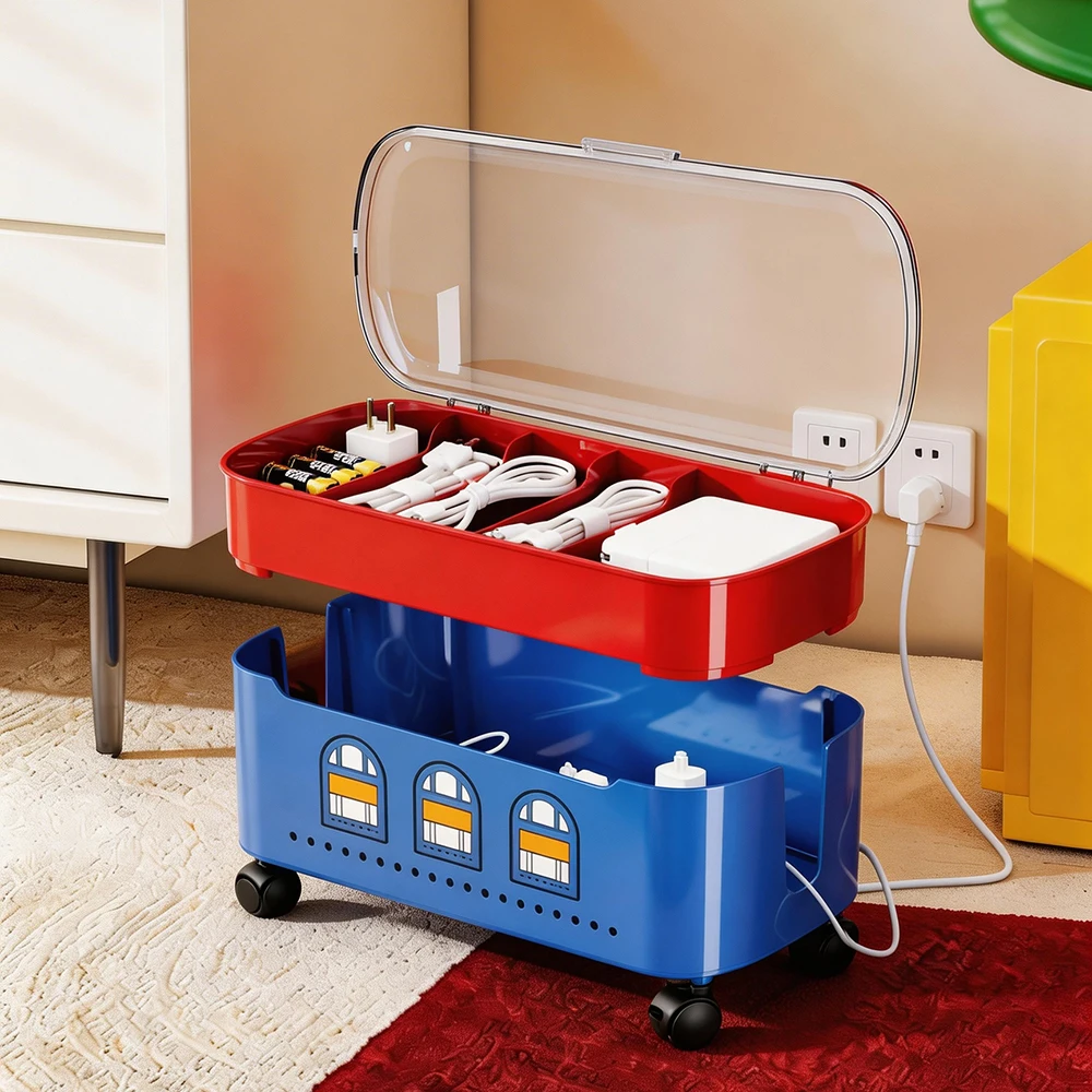 Desktop Power Strip Organizer Box Hidden Socket Cord Storage Box Dopamine Cable Organizer Large Capacity Home Wire Case