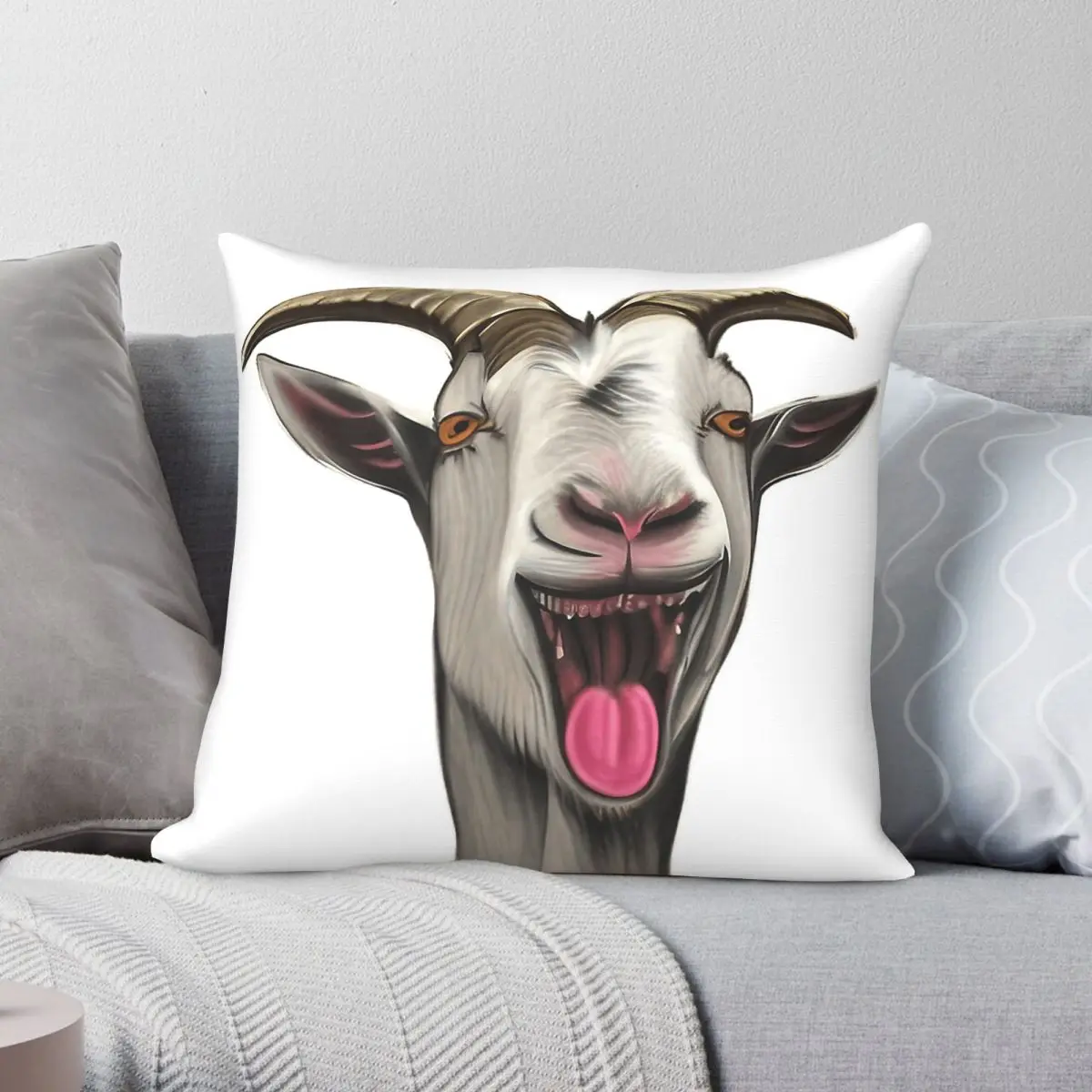 Goat Simulator Big Tongue Square Pillowcase Polyester Linen Velvet Pattern Zip Decor Throw Pillow Case Car Cushion Cover