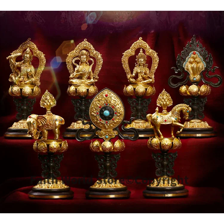 Wholesale Buddhist articles HOME Temple Buddhist rituals practices efficacious Mascot Buddhism gilding 7 Magic weapon statue