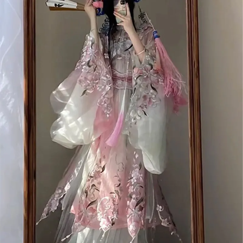 

Hanfu drama heavy industry embroidery peach blossom new photography clothing