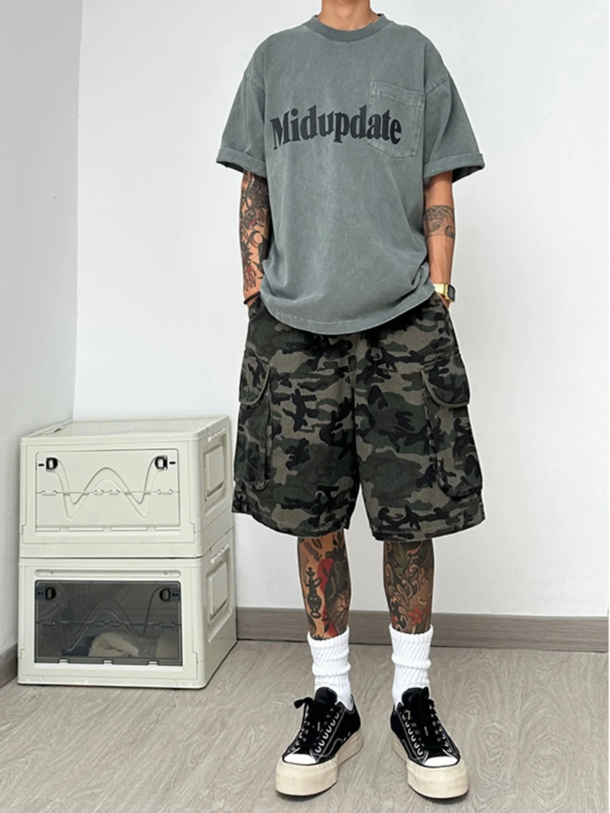 

American Retro Camouflage orts Men's Summer Thin Faion Brand Large ket Workwear Loose Outdoor Sports Pants