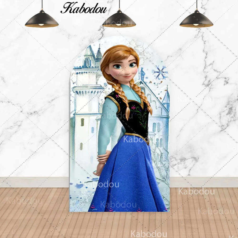 Imagem -03 - Disney-frozen Elsa e Anna Arch Pano de Fundo Parede Arqueada Princesas Meninas Birthday Party Decoration Fotografia Fundo Estúdio de Fotografia