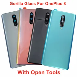 A+++ Gorilla Glass For OnePlus 8 Battery Cover Hard Back Door Lid Rear Housing Panel Case With Camera Frame Lens Adhesive