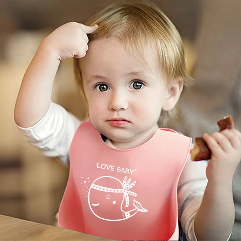 Baberos de Gel de sílice de grado alimenticio para bebés, paño para eructar comida, delantales impermeables para niños pequeños ultrafinos, imagen