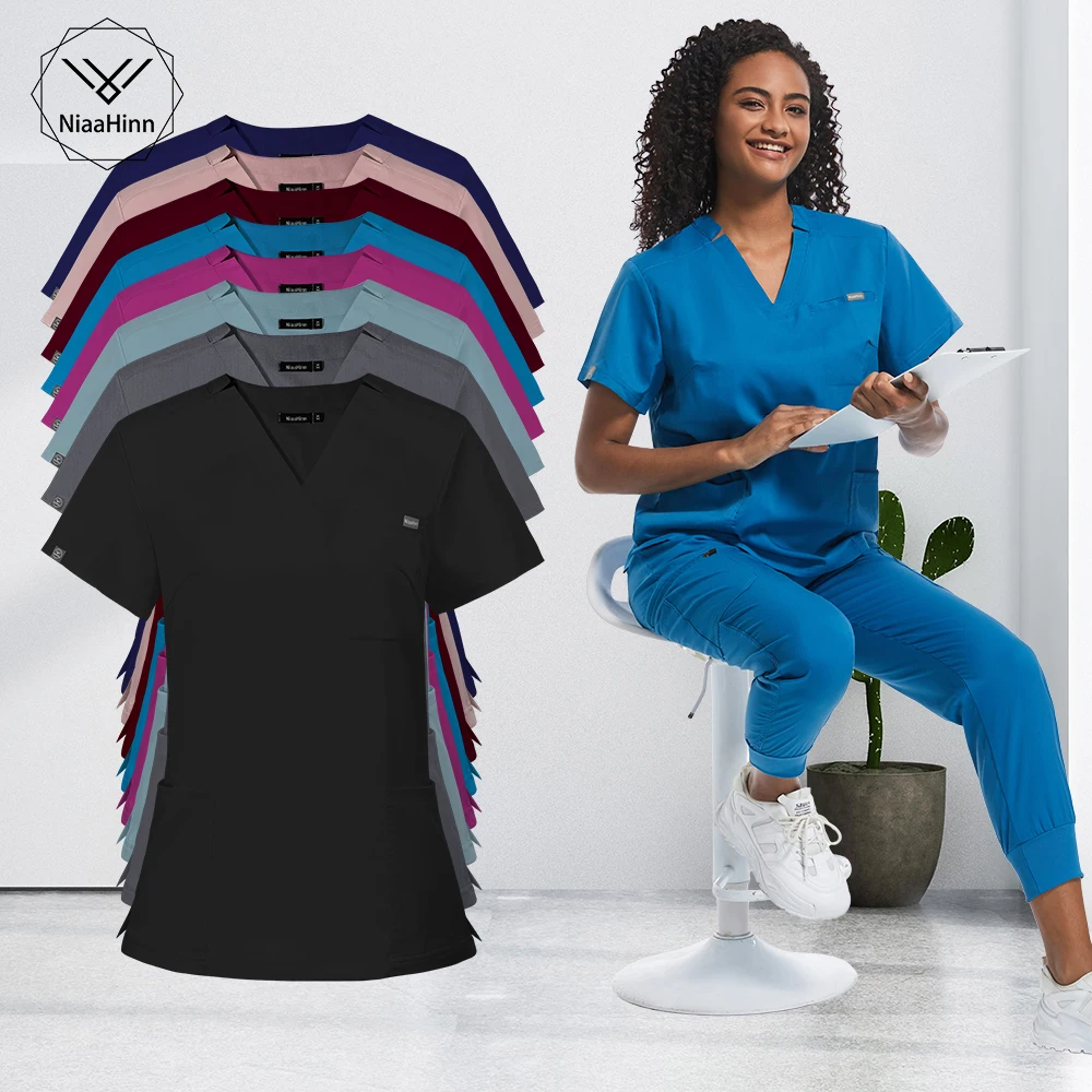 

Nursing Uniform Women Veterinary Pet Hospital WorkWear Surgical Short Sleeved Solid Medical Scrub Dental Clinic Doctor Scrub Set