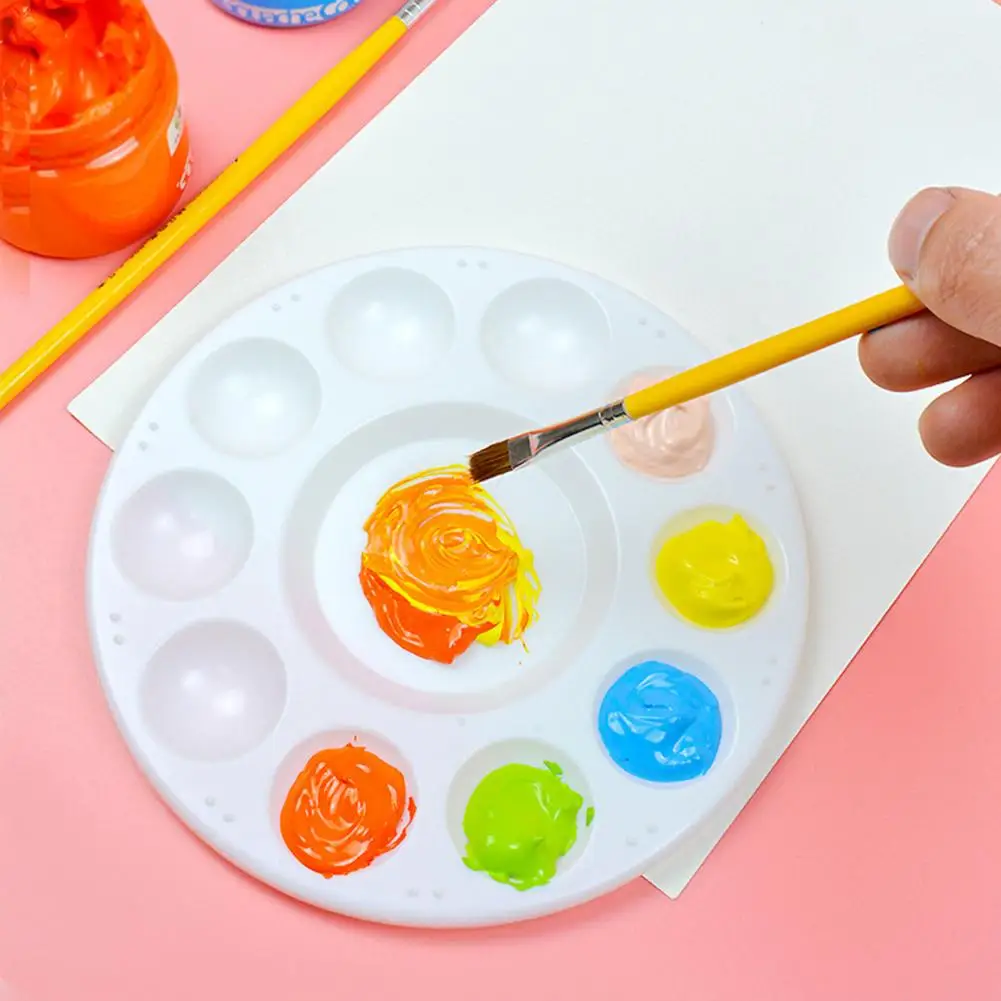 焦げ付き防止の水彩ミキシングパレット、アーティスト、学生、DIYクラフトセット用の丸いペイントpalettes