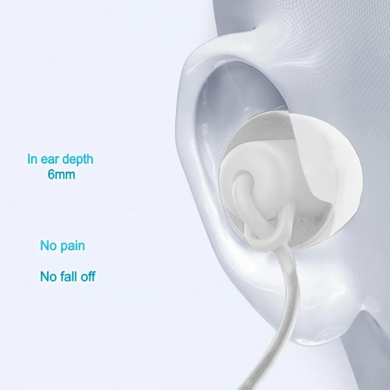 سماعة رأس خفيفة الوزن تعمل على إلغاء الضوضاء مع ميكروفون، يمكن ارتداؤها بشكل مريح لمدة 24 ساعة، مثالية للنوم