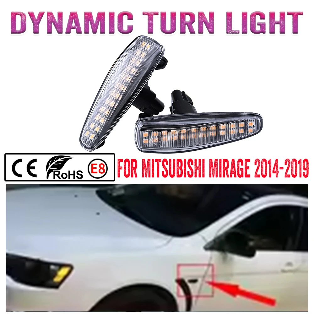 LED Dynamic Turn Signal Light Side Marker Lamps For Mitsubishi Outlander Mk2 Sport Lancer Evolution ASX Mirage Galant Space Star