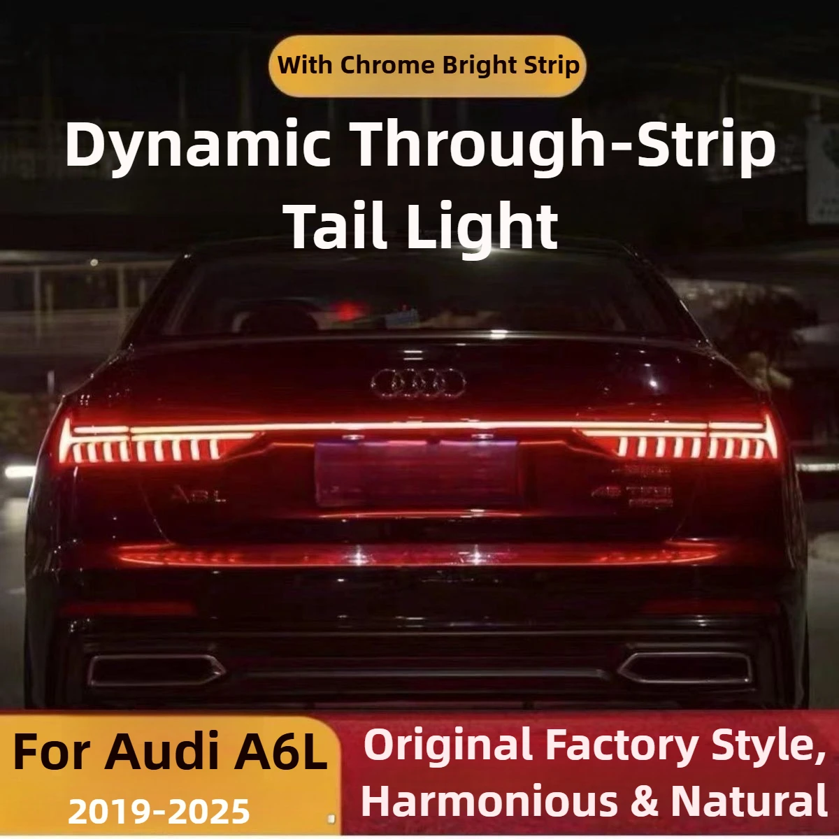 

Dynamic Through Flow Tail Light For Audi A6L C8 2019-2025 LED Taillight Assembly Brake Light Rear Bumper Taillamps Ambient Light
