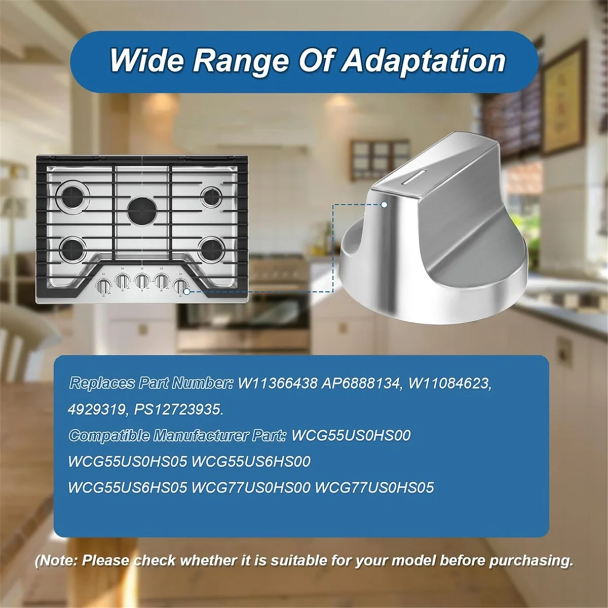 5 unidades W 11366438   Substituição do conjunto do botão do fogão da gama do forno para botão Whirlpool W 11084623   AP AP 6888134   W 11084623   Botões de fogão