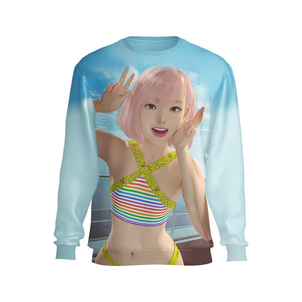 Jumeast Anime Gyaru Sweatshirts Hot Girl 3D Print Shirt Sexy Pink Hair Kawaii Futuristic Drip YK2 Baggy Tops Drill Streetwear