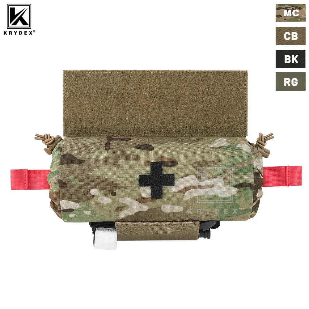 KRYDEX Tactical First AID Trauma Pouch Свернутая медицинская сумка EMT IFAK Dangler Drop Dump Pouch для жилета Нагрудная установка