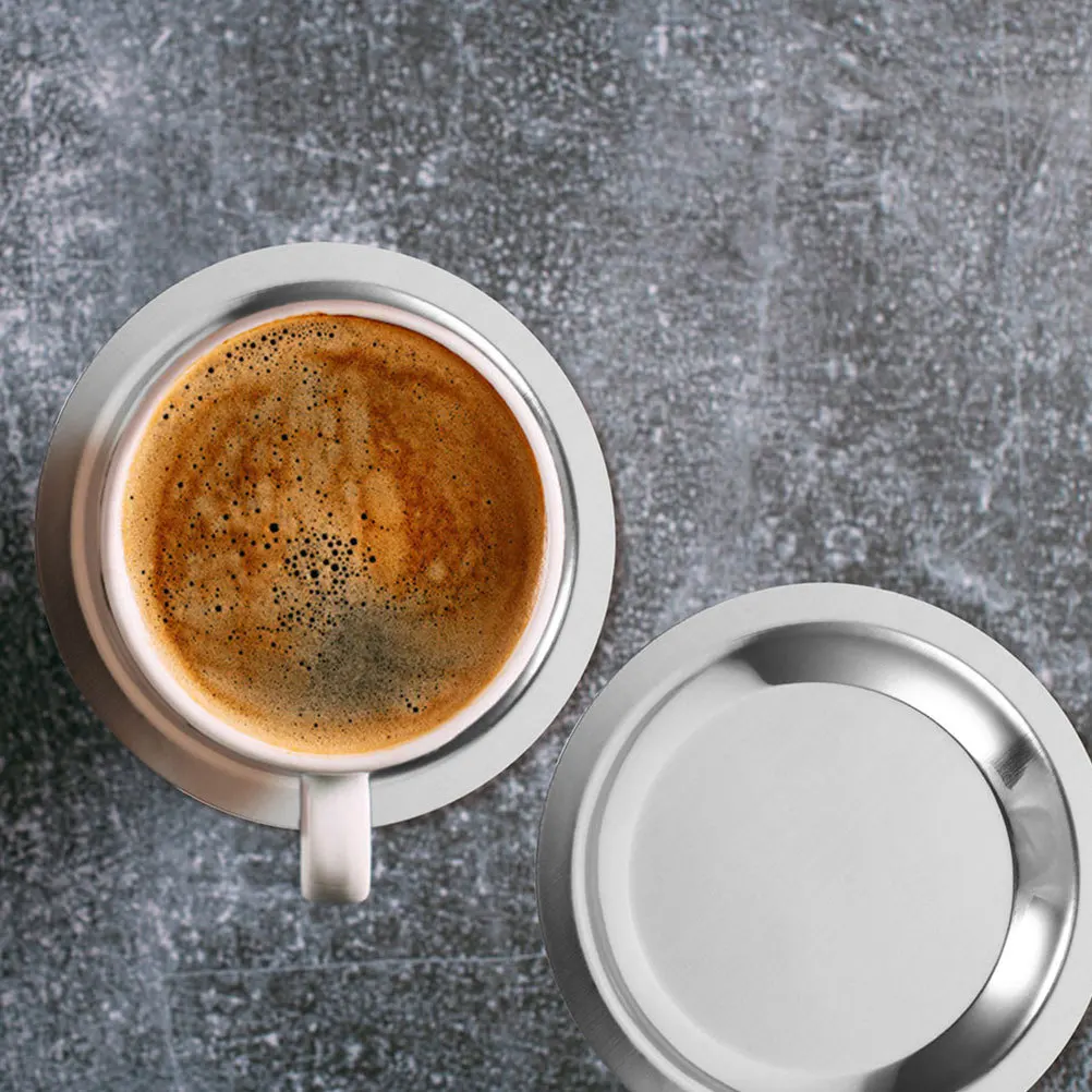 

2pcs Round Metal Wine Bottle Pad Stainless Steel Heat-Resistant Anti-Skid Reusable Household Dining Table Coaster For Red Wine