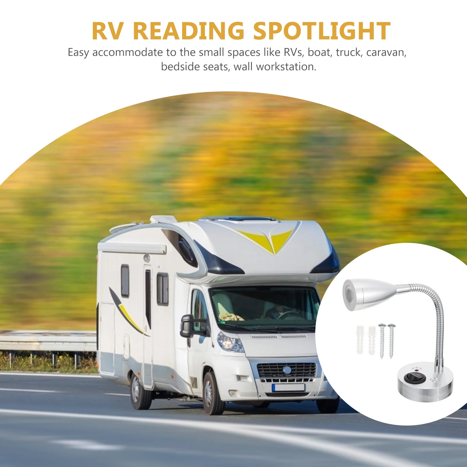 Gooseneck Arm Lights RV Reading Car Surface Mounted Flexible Spotlight