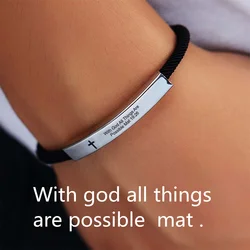 Cross Jesus Scripture Bracelet Christian Bible Verse Stainless Steel Bracelets For Men Women Religious Faith Prayer Jewelry Gift
