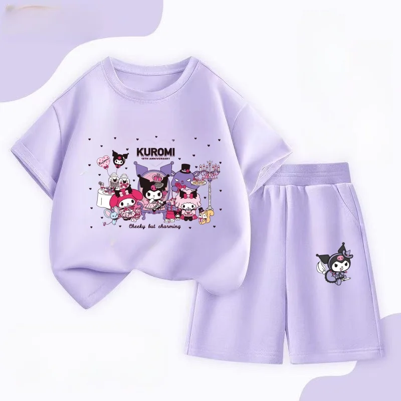

Summer Baby Girl Clothes Set Children Sanrio House Cartoon Printing T-shirt and Short 2 Pieces Suit Kid Shorts Sleeve Tracksuit