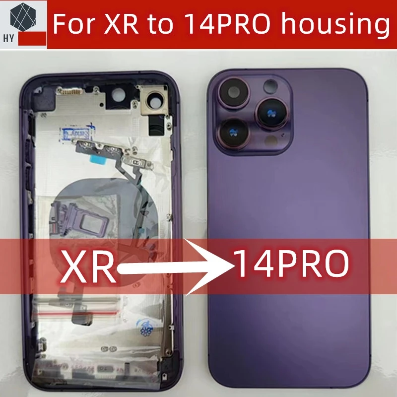 housing For XR Like 14 Pro Housing   XR To 14 Pro Back DIY Back Cover Housing Battery Middle Frame Replacement