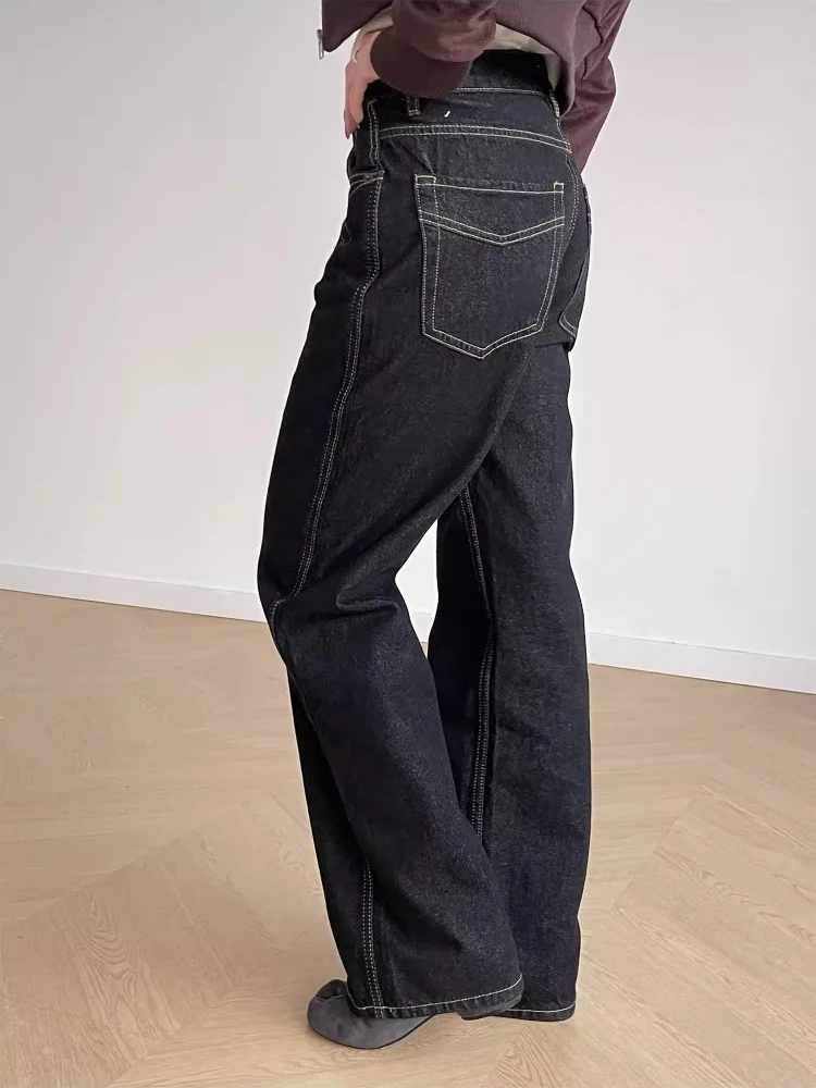2026 Trend Y2K New Fashion Black Patchwork Baggy Women's Jeans Pants For Woman Clothing Korean Casual Denim Trousers Ropa Mujer