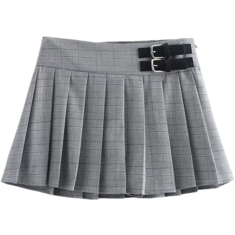 Spring 2025 Women's A-Line Plaid Skirt Wide Pleats Midi Skirt Ele New Arrival Faionable Versatile mid Waist ort Skirt