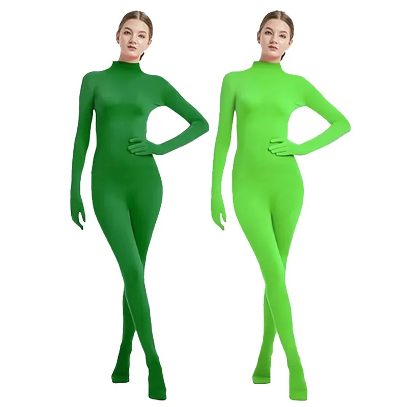 LCK01 Cross border สินค้าใหม่ womenis เสื้อผ้ากระชับมือและเท้า zentai สีทึบเสื้อผ้าเต้นรําเวที perYh1 @!