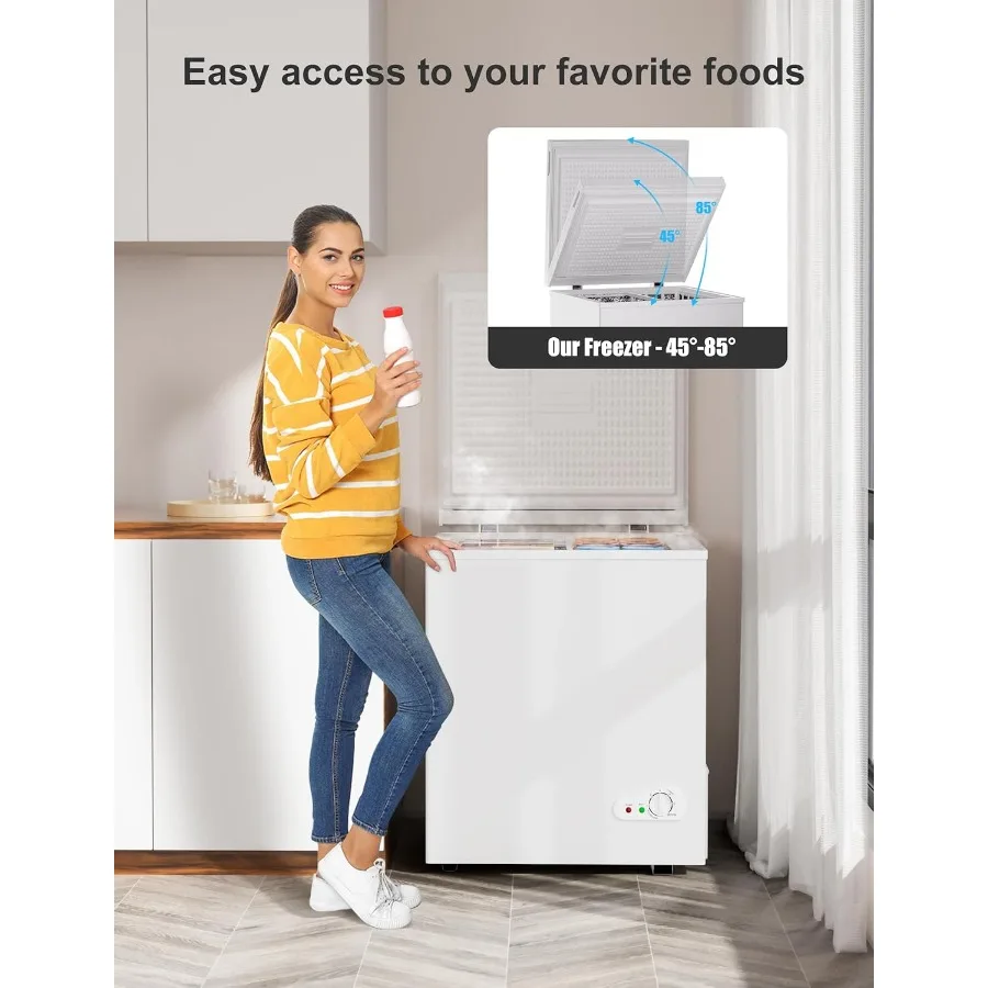فريزر صغير الحجم بطول 3.5 قدم مكعب للمرآب المنزلي والشقق، فريزر عميق صغير موفر للطاقة مع سلال قابلة للإزالة S