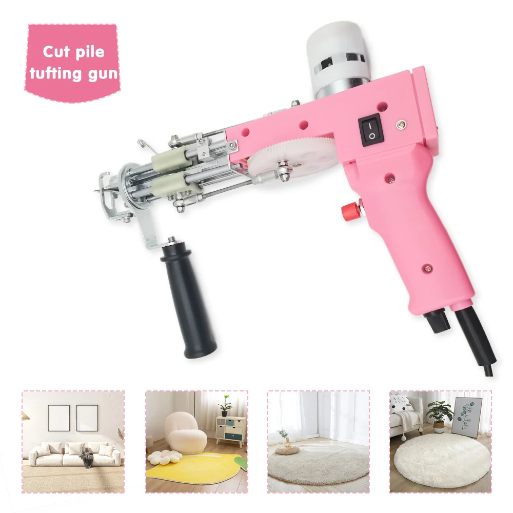 Hồng Điện Thảm Thảm Súng Dệt Thảm Đan Máy 2 Trong 1 Tufting Súng Có Thể Làm Cắt Cọc Và Vòng Lặp đống Với 5-40 Mũi Khâu