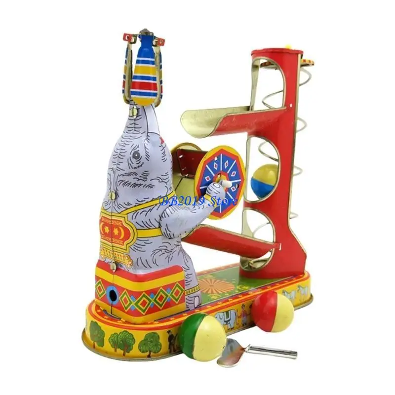 Q0KB Elephant Acrobatics Tin Toy per display desktop giocattolo meccanico Nostalgico post-80