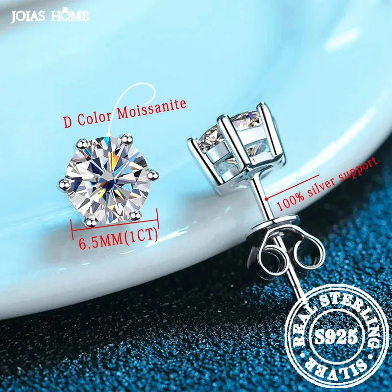 JOIAS HOME Moissanite Butterfly Button Earrings Silver 925 6 Claw Diamond Earrings Suitable For Women's Wedding Jewelry Earrings