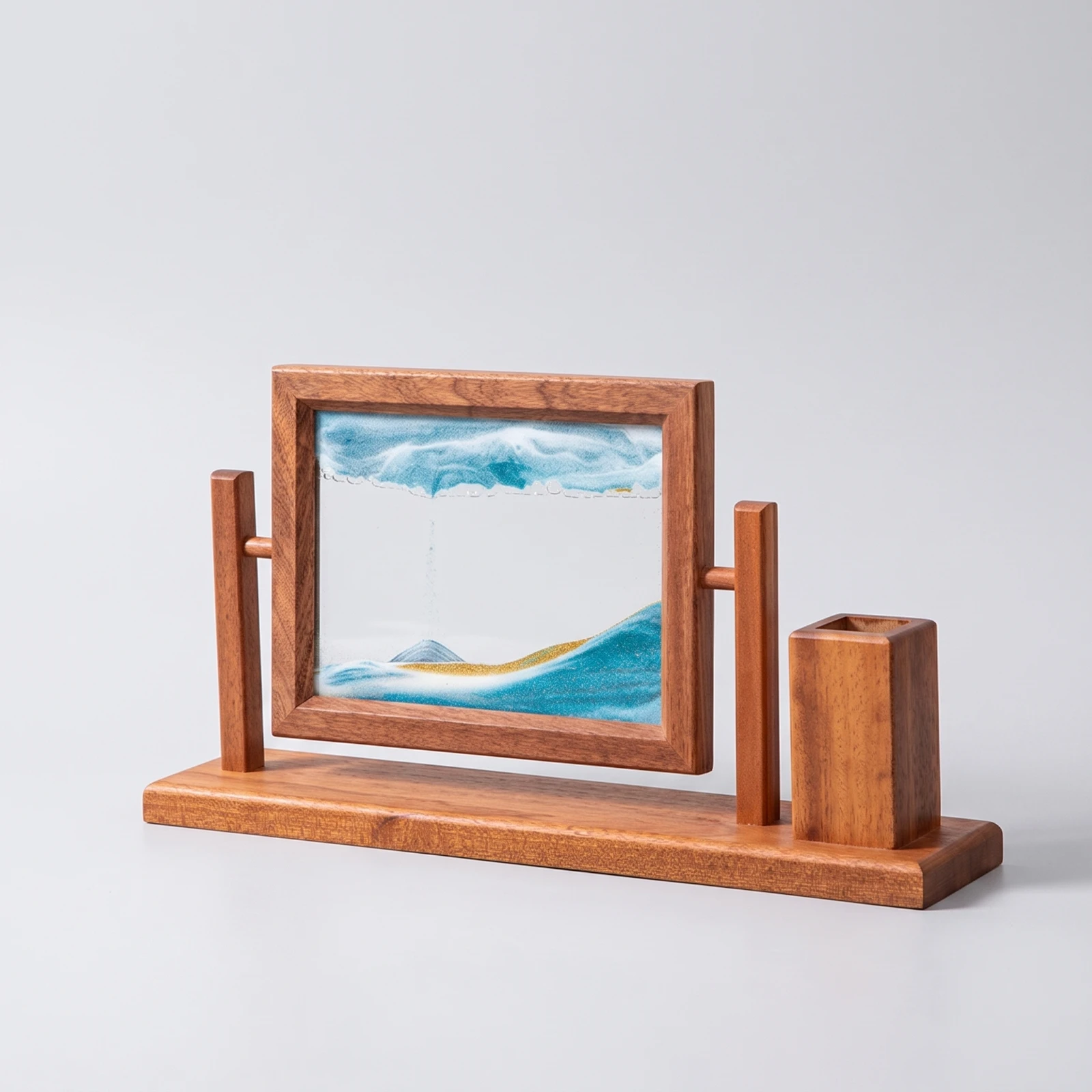Sand Art Frame with Pen Holder Decorative Rotating Sand Art Frame Sandscape Relaxing Decor Calming for Professionals, Office