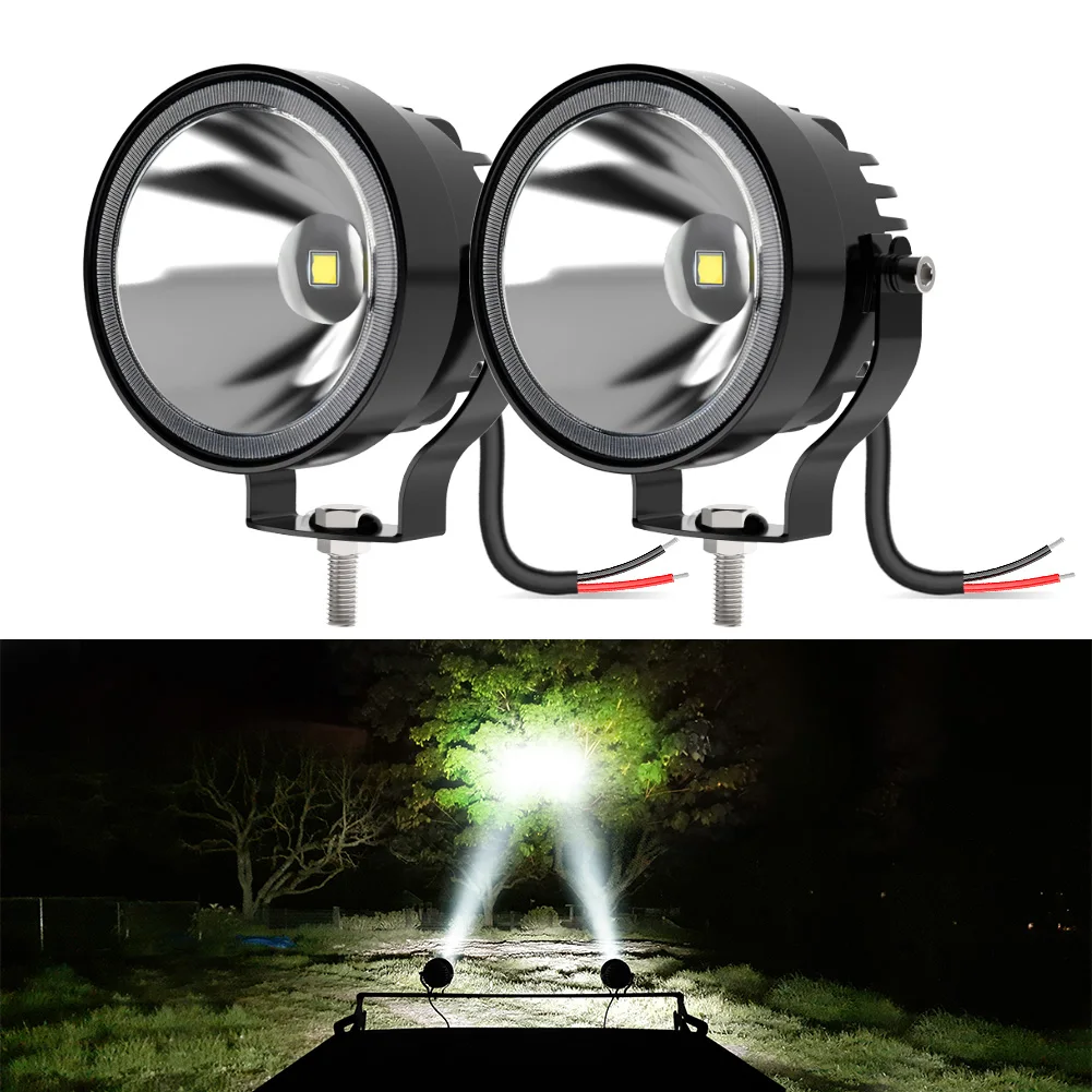 PICAA Phare Travail LED 2PCS 4.1 Pouces 42W Rond Projecteur Spot Moto Voiture 4x4 12V 24V