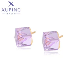 Xuping Jewelry Elegant Square Gold Color Simple Summer Sale Charm Crystal Stud Earrings for Women Gift ZBE243
