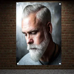 Beard Short-Spikes-Hairstyle-For-Men Barber Shop Home Decoration Poster Signboard Tapestry Banner Flag Wall Art Canvas Painting