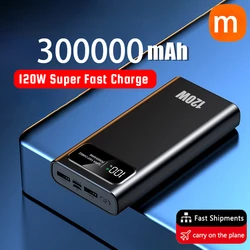 300000 mAh Power Bank o dużej pojemności 120W Super szybkie ładowanie baterii Cyfrowy wyświetlacz Power Bank dla Iphone Samsung Huawei